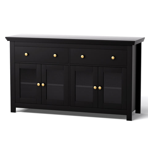 Artiss Buffet Sideboard Storage Cabinet Kitchen Cupboard Clear Door Drawer Black FUR-W-SID130-01-BK-AB
