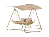 Gardeon Outdoor Swing Chair 2-Seater Rattan Seat with Canopy Beige GSC-BST-RAN-WHBE-AB