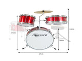 Karrera Mini 4-Piece Children Drum Kit Set Wooden with 2 Toms Bass Pedal Snare Stool Metallic R 4PC-DRUM-RD