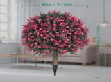2 Pack Artificial Rose Boxwood Topiary Balls for Outdoor with Ground ,UV Resistance Faux Greenery V1366-AZ2-W-14417
