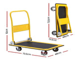 Giantz Platform Trolley Hand Truck Folding Platform Cart 150kg Load Yellow PT-150-OB
