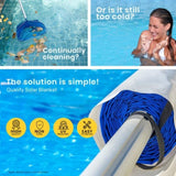 AURELAQUA Pool Cover Roller and 8.5x4.2m Solar Blanket 400 Micron, Blue/Blue V219-SWPCOMAURA7G84B