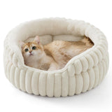 Cat Bed Fluffy Cat Bed Round Cat Bed Cat Furniture Cat Comfort Machine Washable - White - Size 23in V1107-135-50760-WHT-23IN