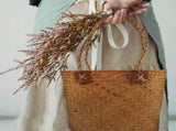 Portable Hand-Woven Picnic Basket in Coffee Color for Outdoor Use V1192-AZ-W-25293