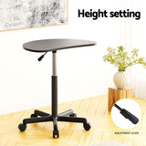 Artiss Laptop Desk Portable Height Adjustable Table Caster Wheels 60CM Black LA-DESK-RD-60-BK