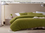 Vintage Design Homewares Parquet Cacti Green Polyester Cotton Quilt Cover Set Single V442-HIN-QUILTCS-PARQUET-CACTIGREEN-SB