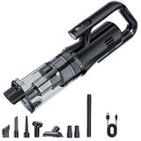 Black Cordless Handheld Vacuum Cleaner with 5 Brush Attachments & LED Light for Home Car - 18KPA V888-ELOSUNG52042
