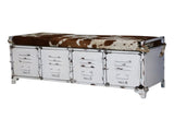 COWHIDE IRON LOCKER BENCH V742-M11242