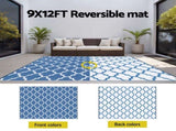 Gardeon Outdoor Rugs 274x366cm Large Carpet Reversible Area Mat PP Dual-Sided Patio Rug Blue OR-9X12FT-WAVE-BU