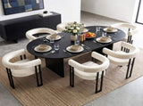 Artiss Dining Chairs Set of 6 Velvet Upholstered Barrel Chairs with Curved Armrests & Back Beige UPHO-C-DIN-2553-BGX6