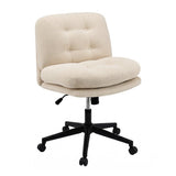 Artiss Criss Cross Office Chair Wide Seat Desk Chair Boucl Fabric Vanity Chair Comfy, Beige OCHAIR-L-2020-BG