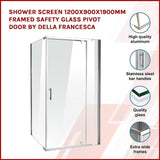 Shower Screen 1200x900x1900mm Framed Safety Glass Pivot Door By Della Francesca V63-829131