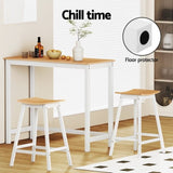 Artiss Bar Table and Stools Set Dining Desk Solid Wood Kitchen Chairs Cafe Pub FUR-S-BAR-TAB-CHR-SET-WD