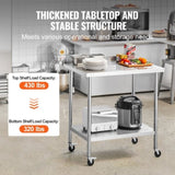 24 x 36 x 40 Inch Stainless Steel Work Table, Commercial Food Prep Worktable with Casters, Heavy V952-CFBXGGZTLCDJUI1NFV0