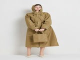 Size M Brown Women's Chic Lightweight Waterproof Raincoat - Long Hooded Packable Rain Jacket with V888-ELOSUNG32646