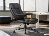 Levede Executive Office Chair Footrest PU Leather Tilt Gaming Work Seat Black OF1073-BK-AU