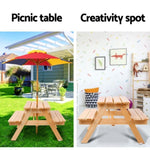 Keezi Kids Wooden Picnic Table Set with Umbrella ODF-KID-PICNIC-UM-NW