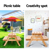 Keezi Kids Wooden Picnic Table Set with Umbrella ODF-KID-PICNIC-UM-NW