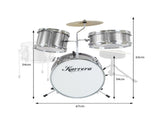 Karrera Mini 4-Piece Children Drum Kit Set Wooden with 2 Toms Bass Pedal Snare Stool Metallic S 4PC-DRUM-SL