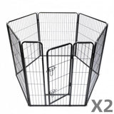 YES4PETS 12 Panels 100 cm Heavy Duty Pet Dog Cat Puppy Rabbit Exercise Playpen Fence Extension V278-HPL100-W-HPL100-4-B-DOOR