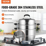 Steamer Pot, 28cm Steamer Pot for Cooking with 8.5QT Stock Pot, Vegetable Steamer & 2 Steaming Grid, V952-SCZG28CM0000NDJSGV0