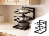 3-Tier Under Sink Pot and Pan Organizer Rack Adjustable Height Kitchen Cabinet Storage Black V1366-AZ2-W-15951