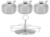 Seasoning Pot Set Innovative Rotating Condiment Spice Salt Sugar Jar Container with Lid Spoon V1294-YM0721-3118210044911