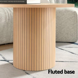 Artiss Coffee Table Round Fluted FUR-Y-COF-01-WD