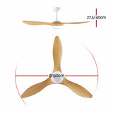 Devanti 52'' Ceiling Fan DC Motor w/Light w/Remote - Wood CF-B-52-310B-LW
