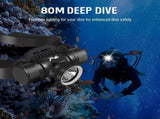 Scuba Diving Light, 5000 Lumen Diving Flashlight Headlamp, 5 Lighting Modes Dive Flashlight, Ultra V1192-AZ-W-10154