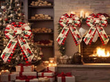 4 Pcs 10 x 18 Inch Christmas Buffalo Plaid LED Wreath Bow, Burlap Red Black Truck Pattern Lighted V1259-DP01-A-4847