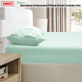 Ramesses 2000TC Bamboo Embossed Fitted Sheet Combo Set Aqua Queen V442-KIT-FITTEDSS-2000TCBAMBOO-AQUA-QS