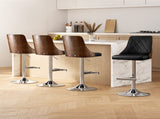 Artiss 4X Bar Stool Wood Swivel Adjustable Kitchen Counter Stool Leather Black BA-TW-T4061-BKX4