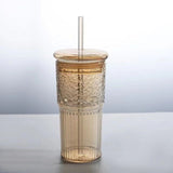 Glass Cups with Lids and Glass Straws, 20 Oz High Borosilicate Tumbler Glass Iced Coffee, Wide Mouth V1369-AZ3-W-20293