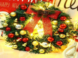 Xmas Wreath with 20 LED Lights and Bells Christmas Garland Light String Branch Lights for Living V1294-YM0714-10310319