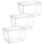 3x 37 Litre Modular Clear Foldable Storage Box with Lid Plastic Tub Collapsible V563-75199_3X