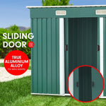 4ft x 8ft Garden Shed with Base Flat Roof Outdoor Storage - Green GSF-BSW-48B-GN