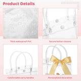 50 PCS Clear Gift Bags with Handle, PVC Reusable Tote Bags with Button Closure, Transparent Gift V1369-AZ3-W-08689