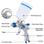 Giantz Spray Gun Paint Gun HVLP Gravity Feed 1.4mm 1.7mm 2.0mm Nozzles Included GSG-1SG-WH