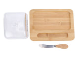 Wood Butter Dish with Clear Glass Lid Cutting Tool Easy to Clean Butter Container for Cheese Cake V1294-YM0901-3118250117111