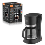 Automatic Drip Coffee Maker with Glass Carafe, Compact 1.2L Capacity, Anti-Drip System, Easy-Clean V1341-ZY-W8ZAFRDK-BLACK