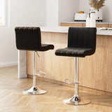 Artiss 2x Bar Stools Gas Lift Leather Chairs Black BA-K-1185-BKX2