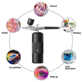Black Portable Wireless Airbrush Kit, Versatile for Nail Art, Painting, Makeup, and Model Making V1232-MJYSPJ001