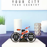 Modern Bicycle Flip Clock Creative Mechanical Desk Timepiece with Dual Rotating Wheels, Retro V1107-CS-ZXCZBHO