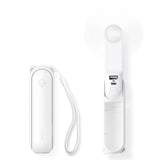 Handheld Mini Fan , 3-in-1 USB Rechargeable Portable Fan with Power Bank & Flashlight, Pocket V1107-HANDHELD MINI FAN (WHITE)