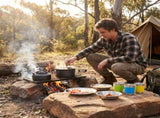 Black Camping Cookware Set for 23 People Portable Outdoor Cooking Pot, Frying Pan & 1.1L Kettle V888-ELOSUNG54632