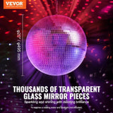 VEVOR Mirror Disco Ball 495 mm Silver Party Large Disco Ball with Hanging Ring V952-JMDSKQ20INCH9KFF6V0