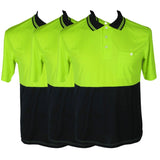 3x HI VIS Polo Shirt Top Tee Safety Workwear Short Sleeve Breathable Mesh BULK - Yellow/Navy - 3XL V563-BR-3WRKPOLO-YLWNAVY-3XL