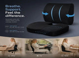 Mesh Black Seat & Lumbar Cushion Set 45x36x7, Full Body Sitting Support Gift V1221-XM-LB1790-GM63