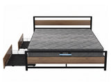 Giselle 18cm Queen Mattress Pillowtop and Artiss Metal Bed Frame Set With 2 drawers MABF-PT18-DREW-Q